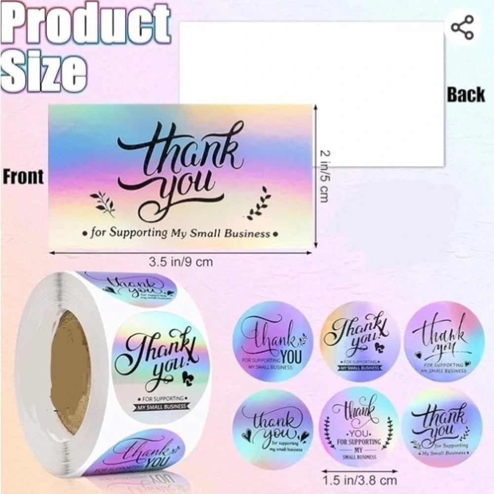Reseller Starter Set - Silver Holographic Thank You Cards (30), Stickers (60)